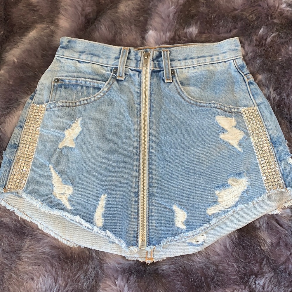 New LF skirt with rhinestones and zip up skirt